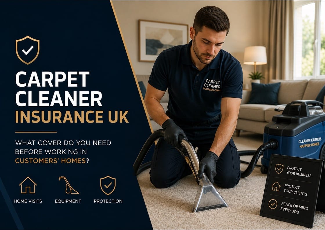Carpet cleaner insurance UK featured image for public liability and equipment guide
