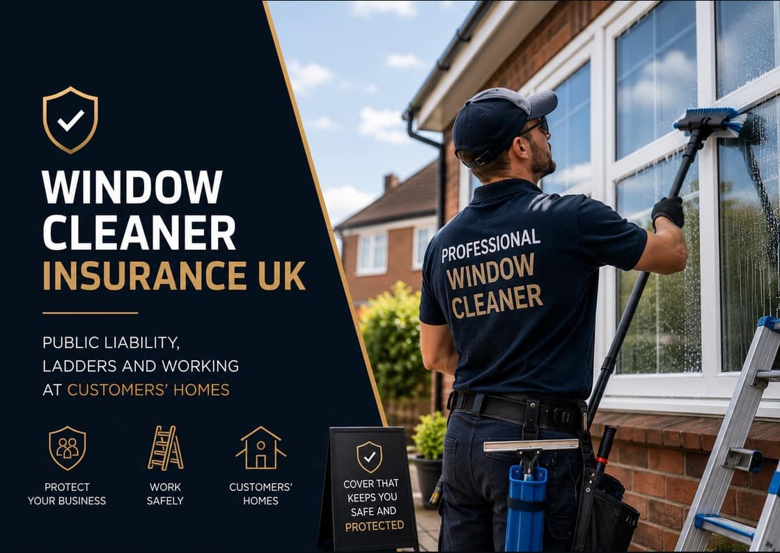 Window cleaner insurance UK featured image for public liability and equipment guide