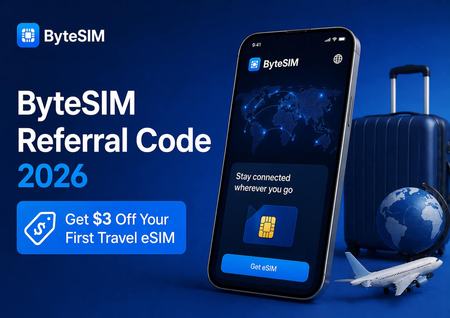 ByteSIM Referral Code 2026: get $3 off your first travel eSIM