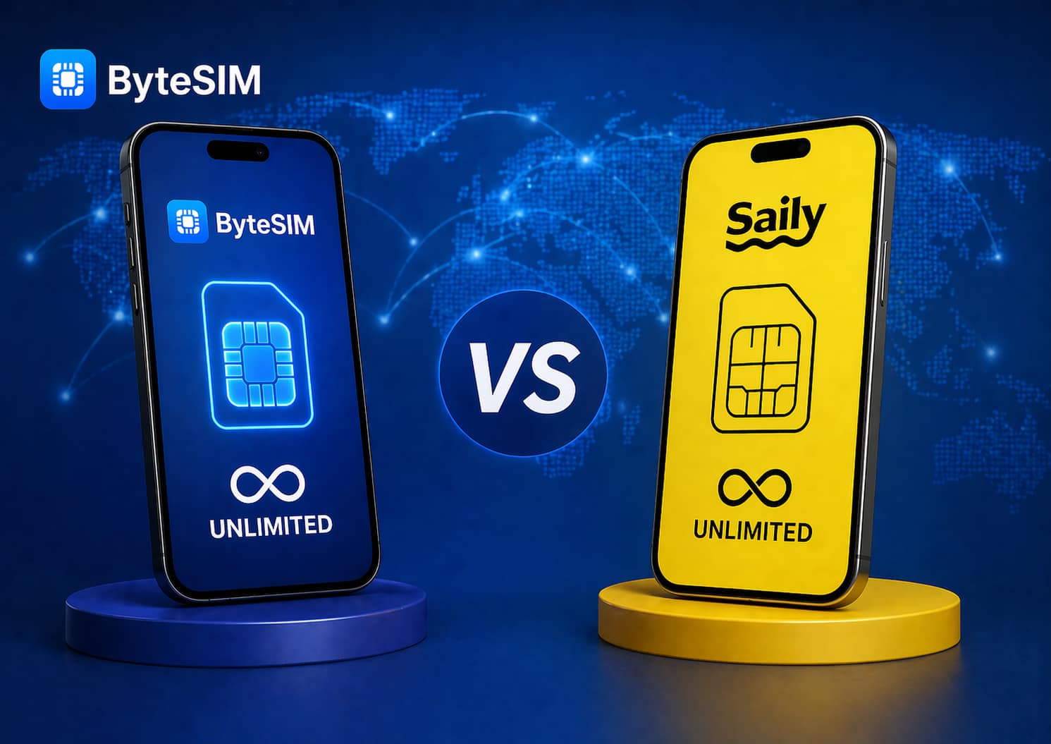 ByteSIM vs Saily unlimited eSIM comparison