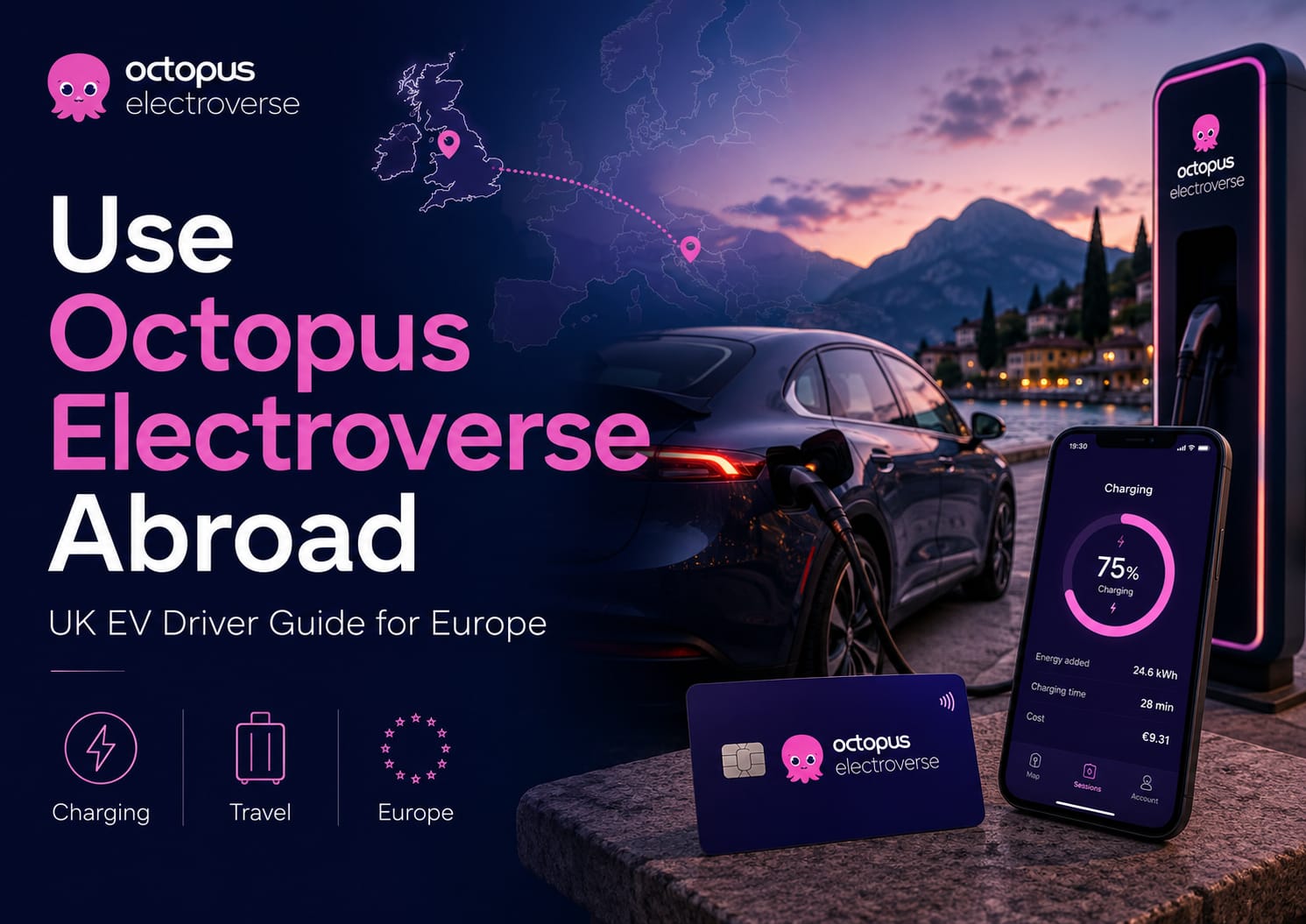 How to use Octopus Electroverse abroad for UK EV drivers traveling in Europe 2026