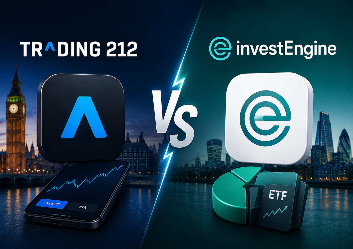 Trading 212 vs InvestEngine featured image for UK ETF investor comparison article