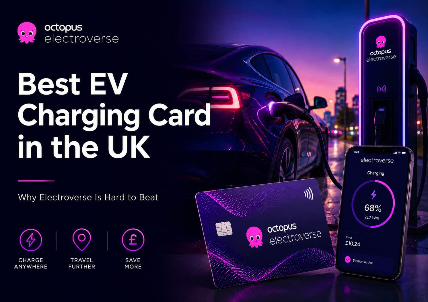 Best EV charging card in the UK 2026 comparison featuring Octopus Electroverse