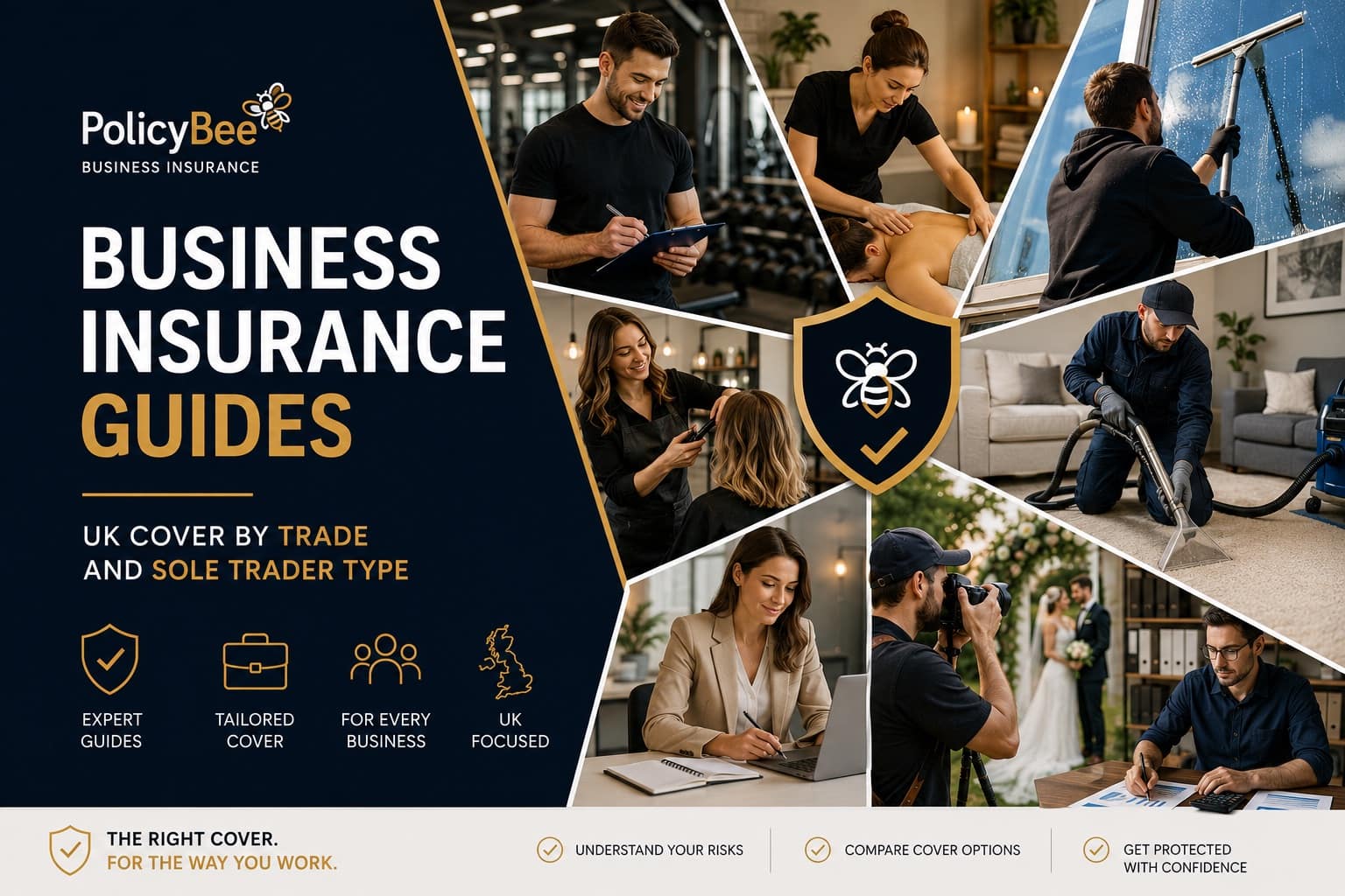 PolicyBee business insurance guides UK featured image for trade and risk hub