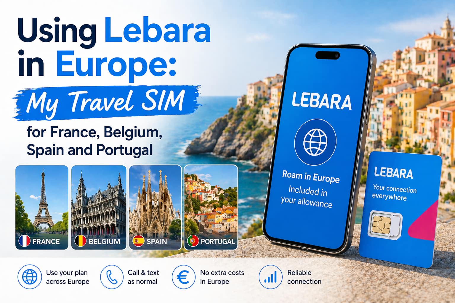Using Lebara in Europe travel SIM for France Belgium Spain and Portugal
