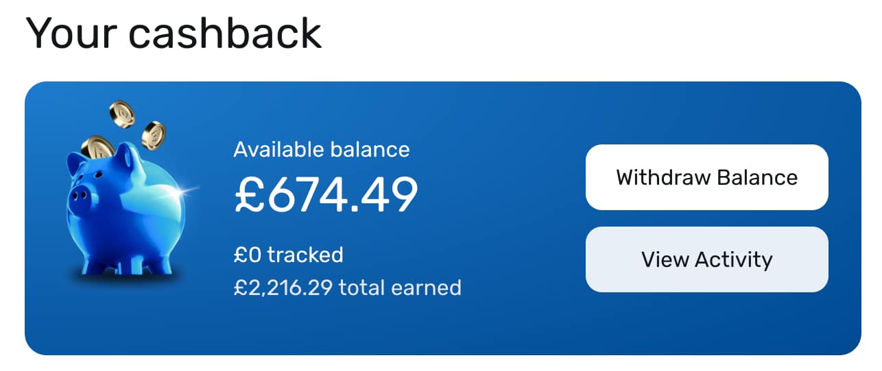 Quidco account showing £2,216.29 total cashback earned since 2015